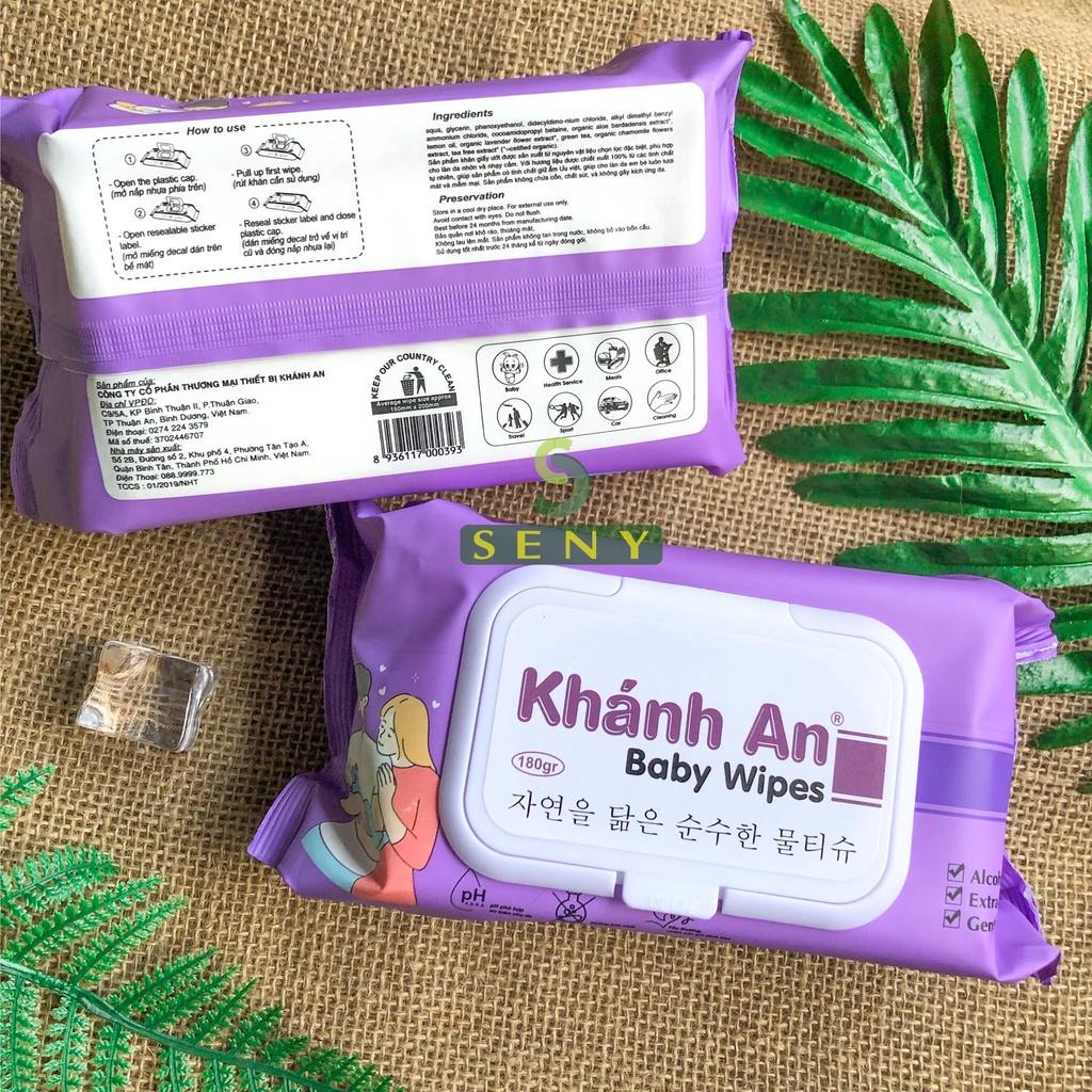 Khăn giấy ướt cho bé không mùi an toàn cho da của trẻ Khánh An 180g