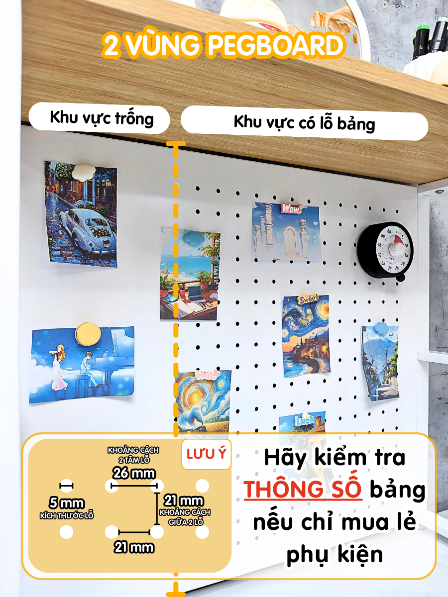 Kệ Pegboard đa năng Dola Home kệ sách để bàn decor học tập làm việc cho mẹ và bé hiện đại