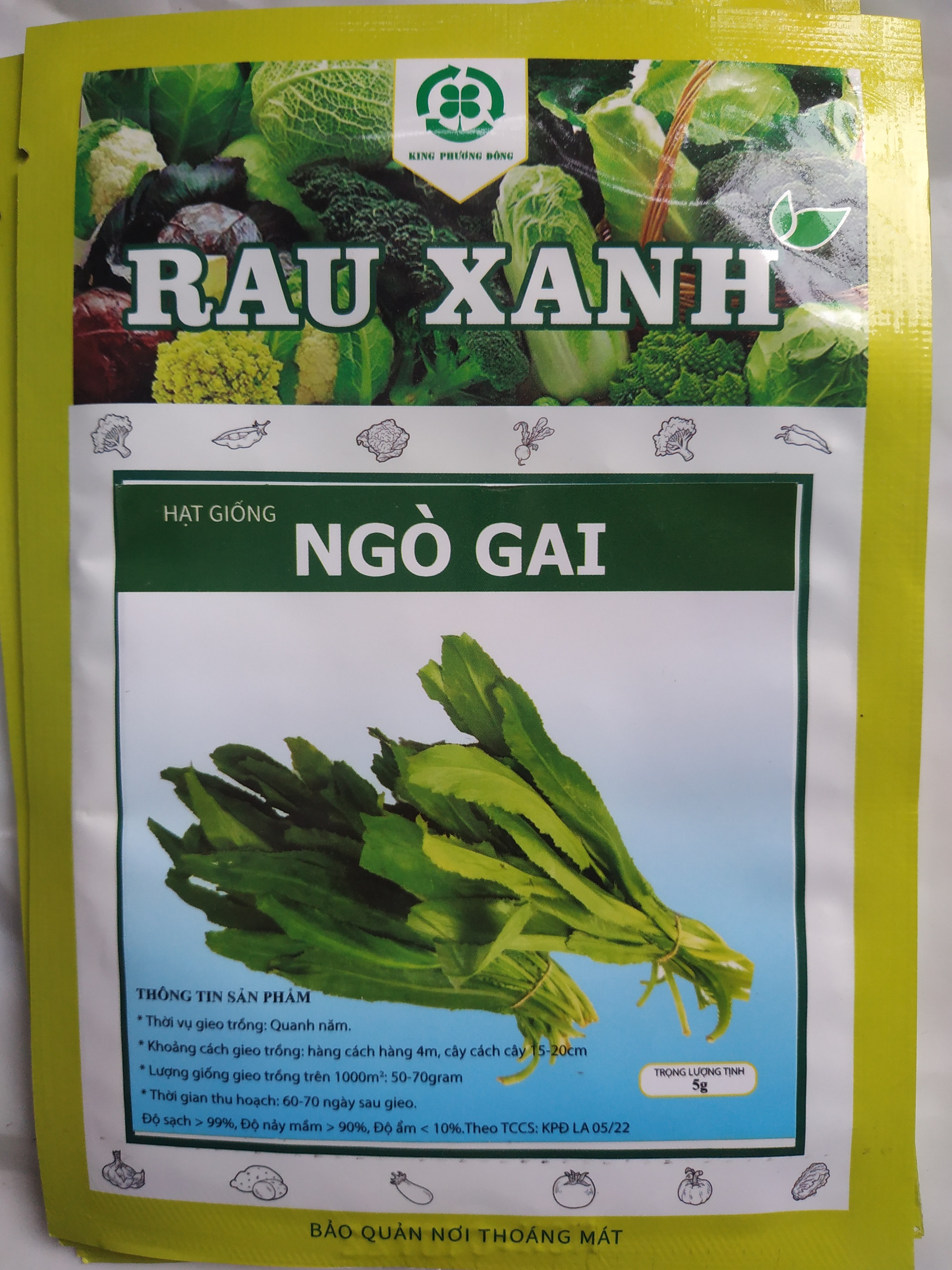 Combo 5 gói Hạt giống NGÒ GAI - gói 5 gram
