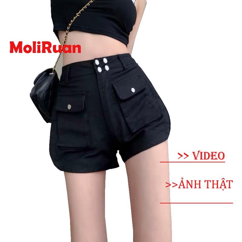 Quần short jean nữ BigSize lưng cao, co dãn mạnh, 2 túi hộp đang hot trend 3942 molijean
