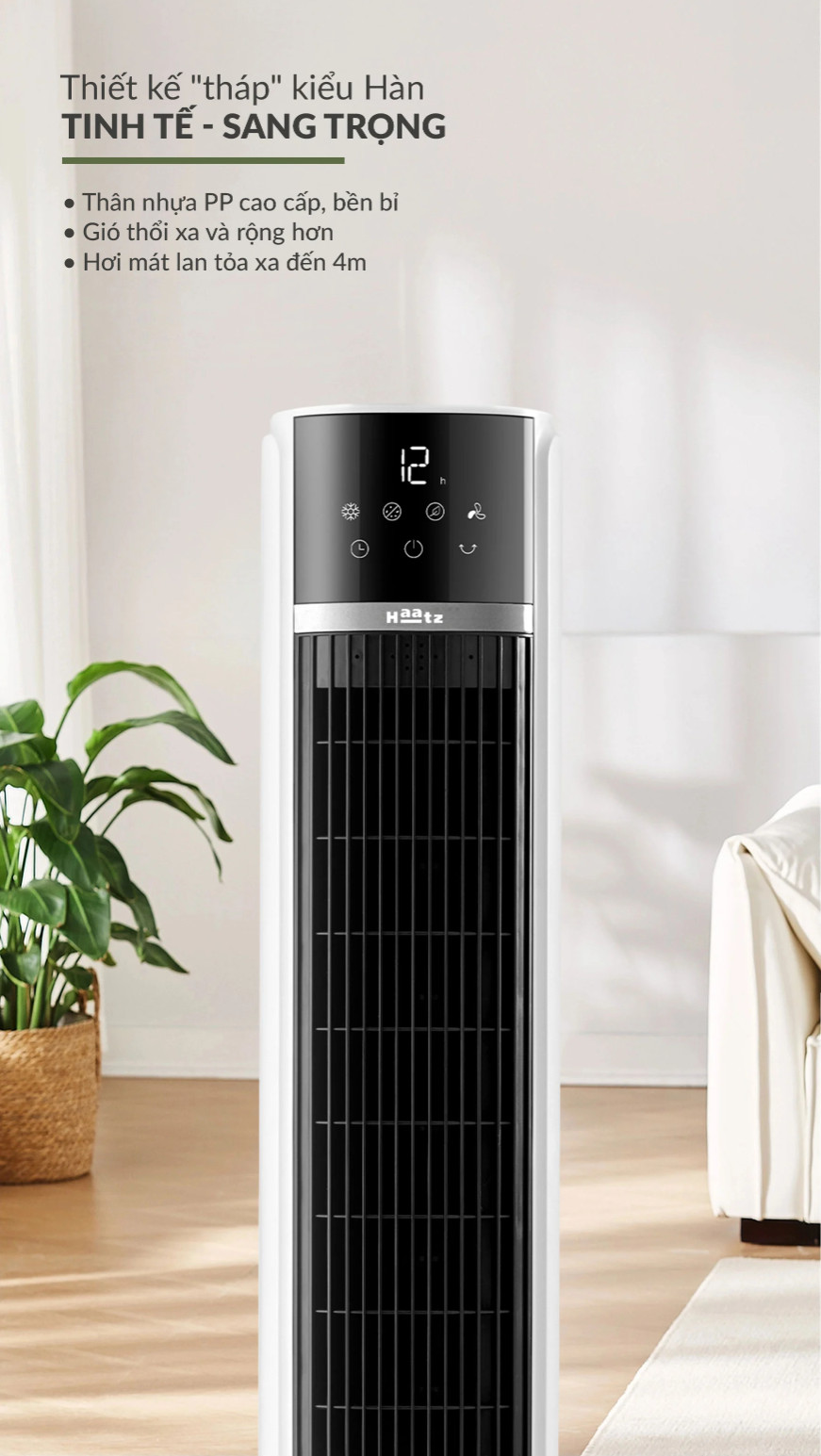 (MODEL NEW 2026) Máy Làm Mát Lọc Khí Ion Âm Haatz HydroIon Breeze Cooler HBC350 Quạt Tháp Haatz Điều Khiển Từ Xa - Hàng Chính Hãng