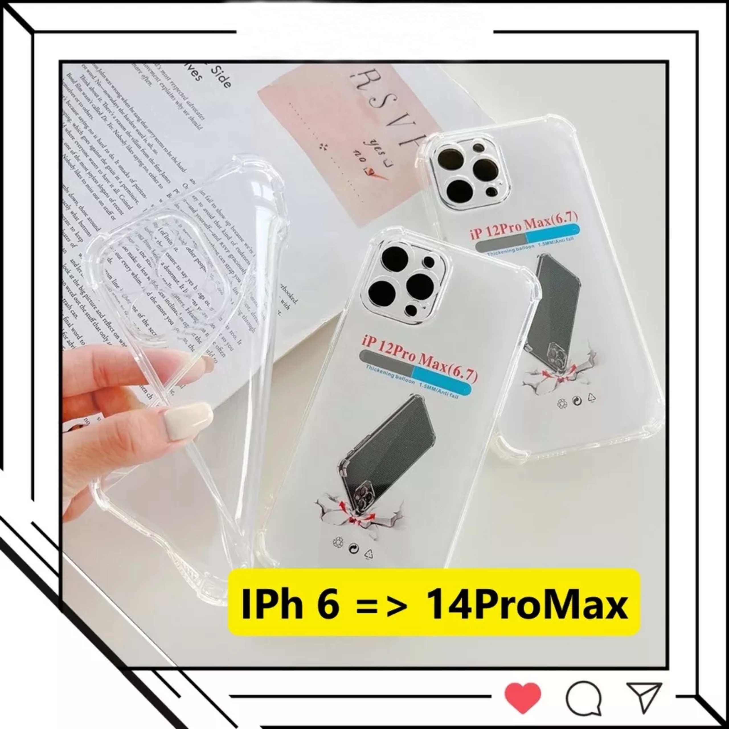 Ốp Lưng Ip Silicon Các Dòng 6/7/8/Plus/11/12/13/Pro/Max Trong Suốt - Bảo Vệ 4 Góc và chống sốc