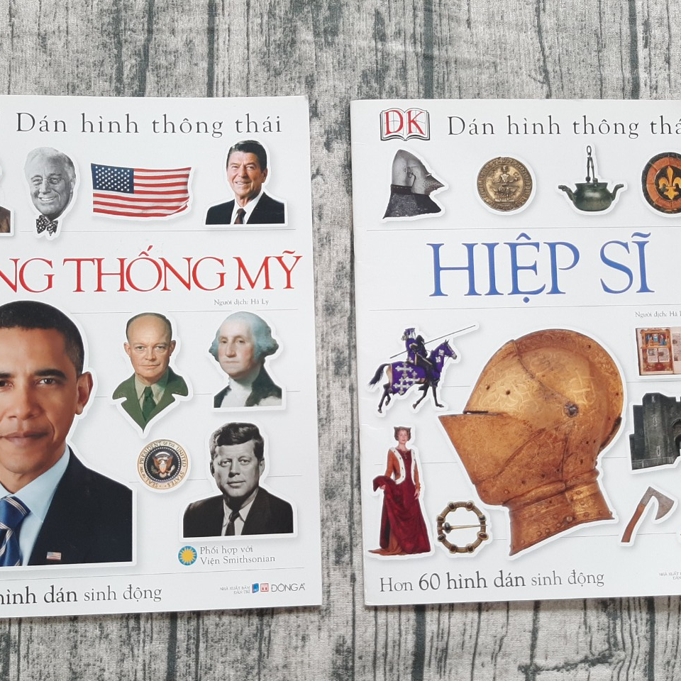 Combo 2 cuốn: Dán Hình Thông Thái - Tổng thống Mỹ + Hiệp sĩ