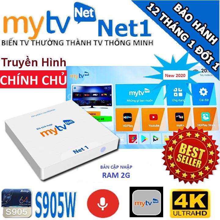 Android MyTV Net RAM 2G-2020 Tặng Chuôt Tài khoản HDplay, Android 7.1.2- Hàng chính hãng