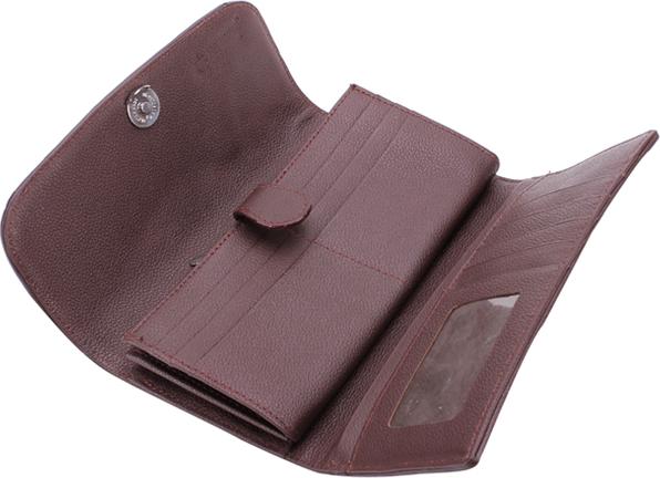 Ví Nữ Da Đà Điểu 3 Gấp Huy Hoàng HT3403 - Nâu Đỏ