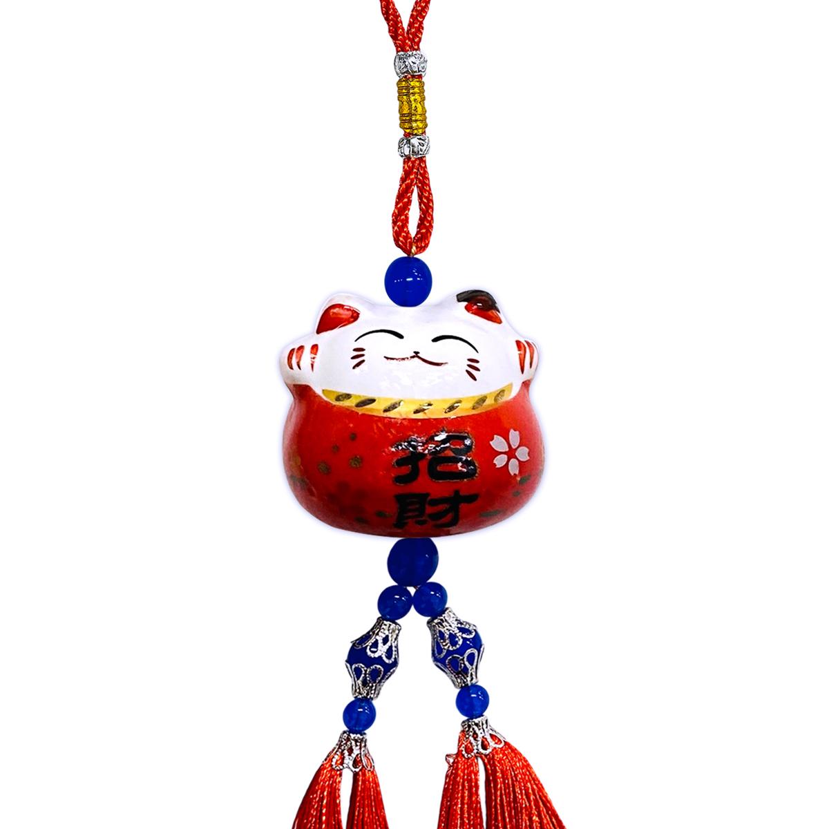 Dây Mèo May Mắn Treo Xe - Màu Đỏ