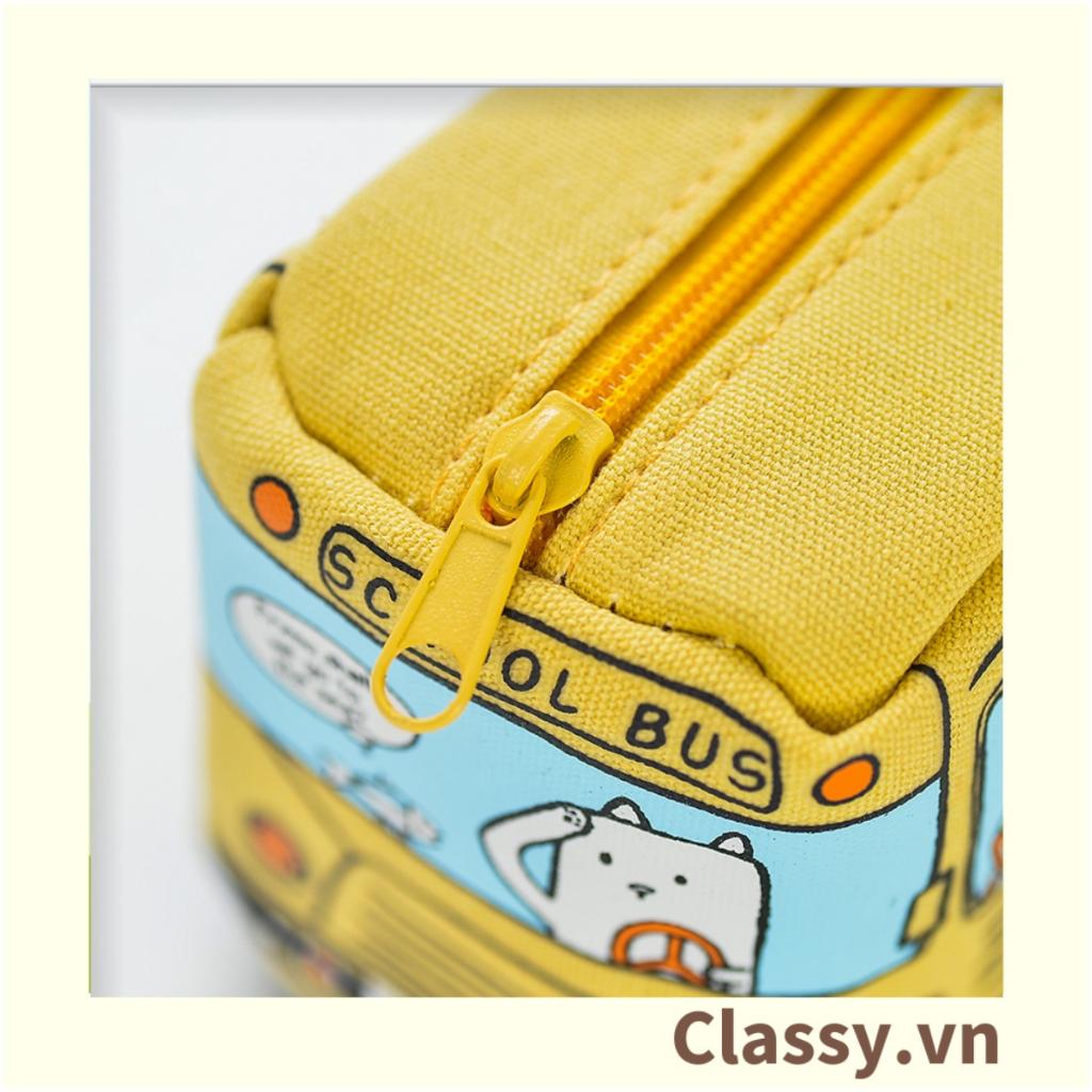 Túi đựng bút bằng vải  Classy cỡ lớn 19x6.5x6CM, hình dáng chiếc xe bus nhiều màu T1220