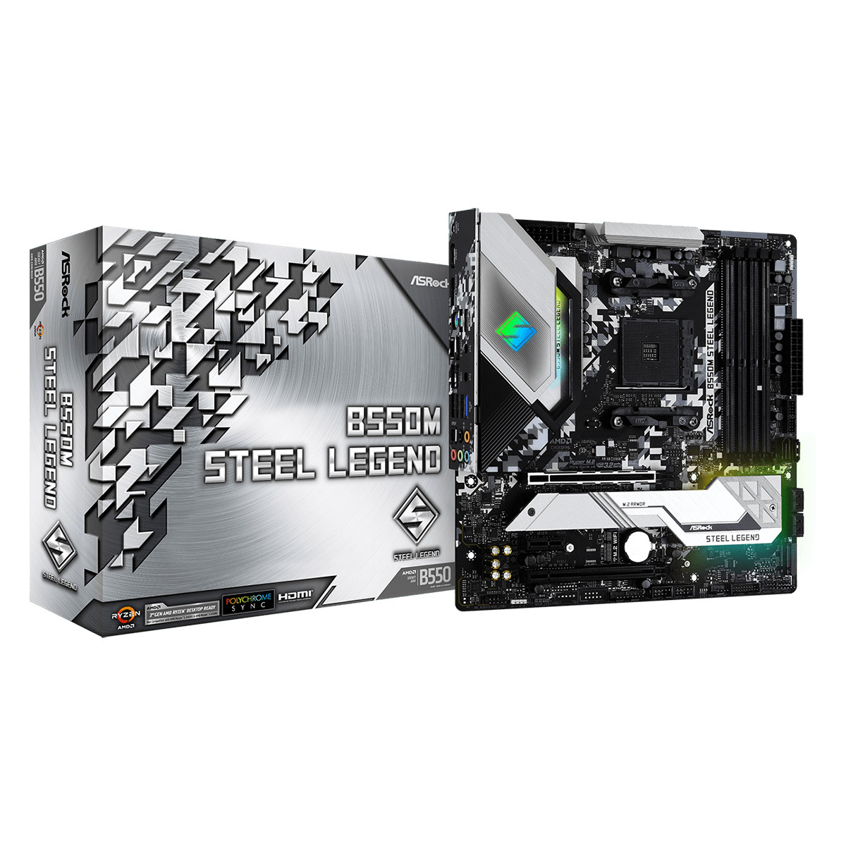 Bo mạch chủ Mainboard ASRock B550M Steel Legend Supports 3rd Gen AMD AM4 Ryzen - Hàng Chính Hãng