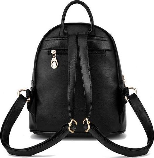 Balo Da Nữ Kèm Móc Khóa Thú Bông 335 - Đen (26 x 25 cm)