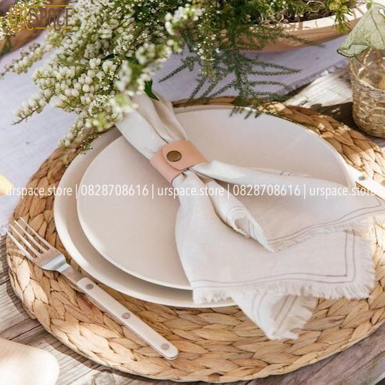 Tấm lót đa năng bằng lục bình đường kính D37/ Round hyacinth place mat D37 natural color