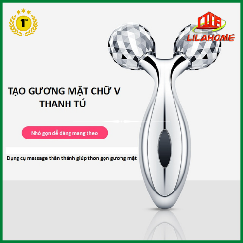 Cây Lăn Massage Mặt Thông Minh LILAHOME - Con Lăn Đôi 3D Xoay 360 Độ - Hàng Chính Hãng