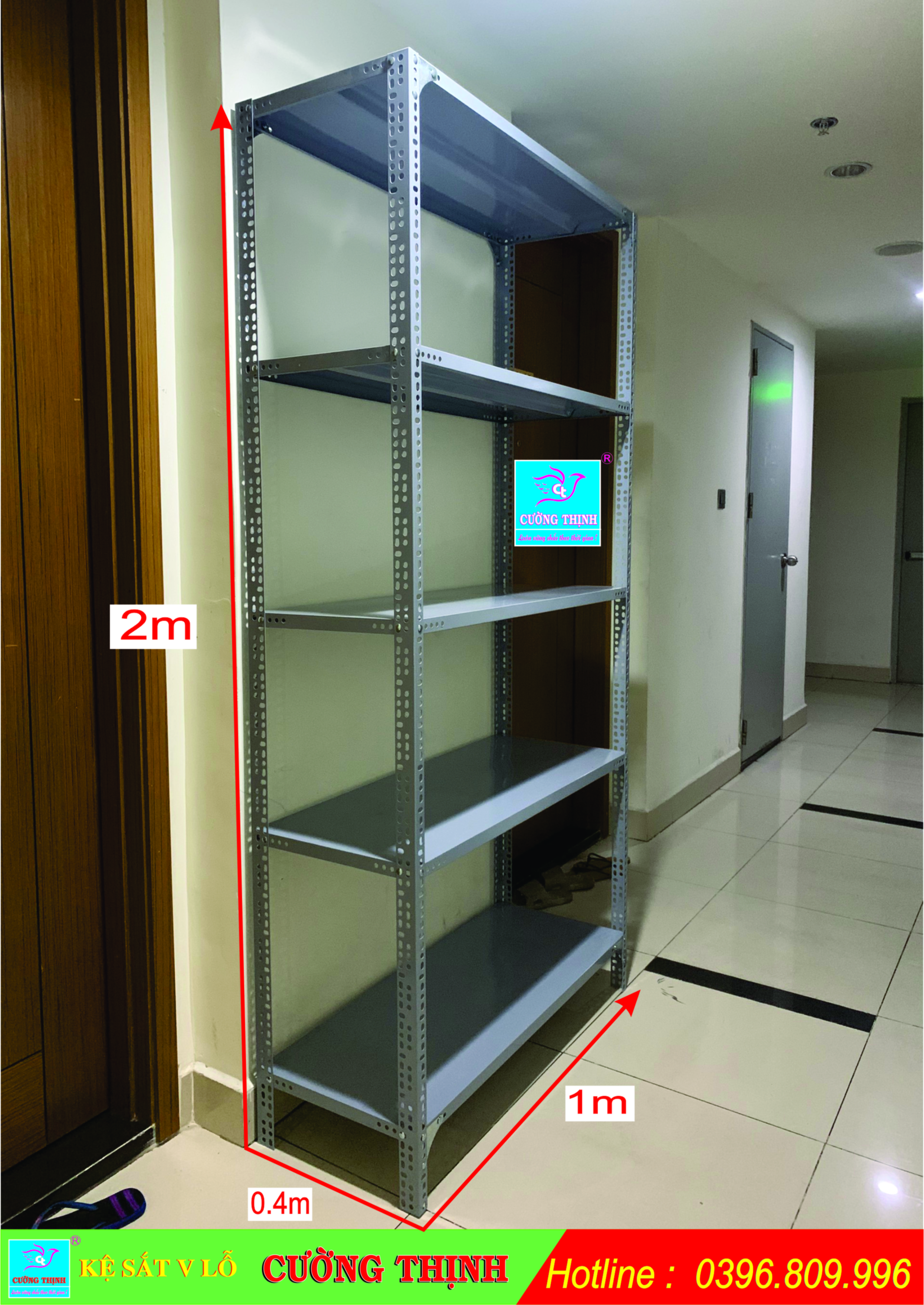 Kệ sắt V lỗ Đa Năng | Dài 1m, Rộng 0.4m, Cao 2m