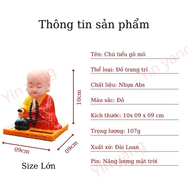 Chú Tiểu Gõ Mõ Hoạt Động Bằng Năng Lượng Mặt Trời cao cấp, chất lượng