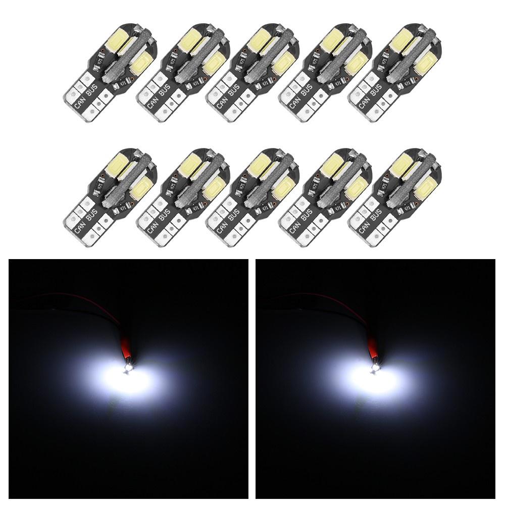 10 cái Bóng đèn Xe hơi T10 LED Trắng 5730 8SMD 12V Xe Bên Nêm Ánh sáng Trắng Ánh sáng Xe Nội thất Bóng đèn Kiểu dáng Xe hơi