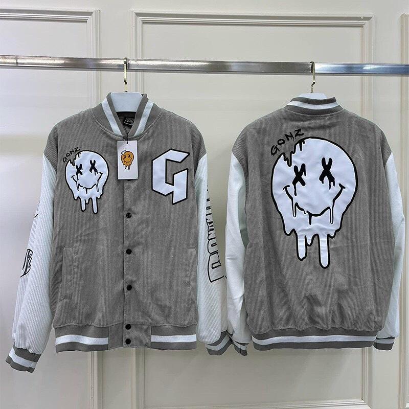 Áo khoác nhung kiểu bomber logo chữ G nam nữ với chất nhung dày dặn và mềm mịn freesize từ