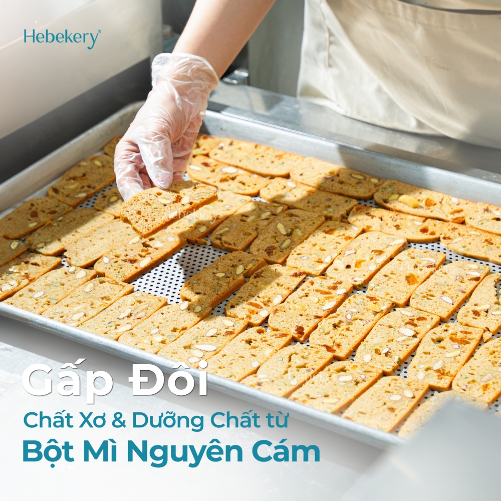 Biscotti Nguyên Cám Low Calories 4 Vị Hebekery - Bánh Ngũ Cốc Nướng Dinh Dưỡng Ít Calo Ăn Kiêng Lành Mạnh