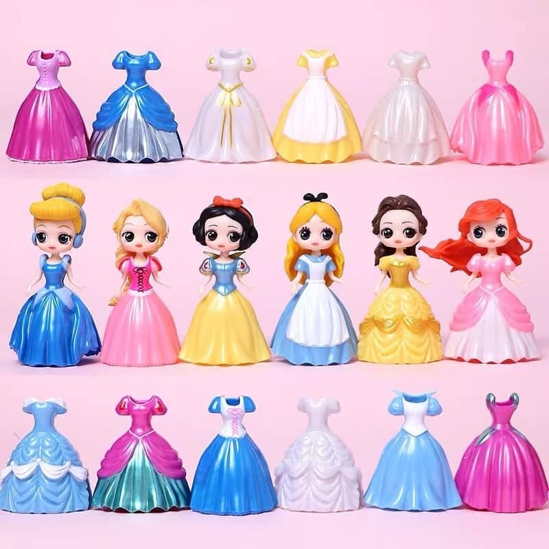 Đồ chơi búp bê thay váy: Set 1 búp bê công chúa Disney cổ tích kèm 3 váy dạ hội thời trang thay đổi