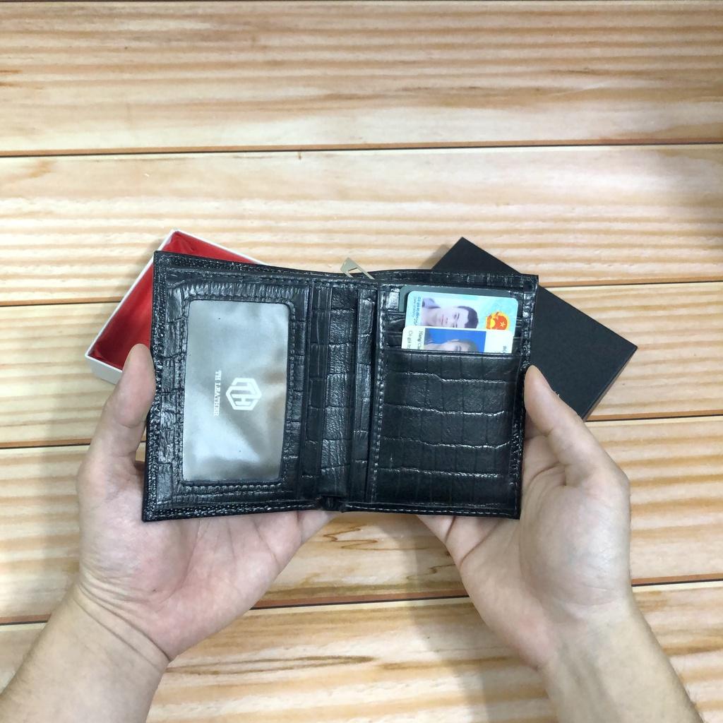 Bóp Nam Da Bò Thật Dáng Vân Cá Sấu Thời Trang