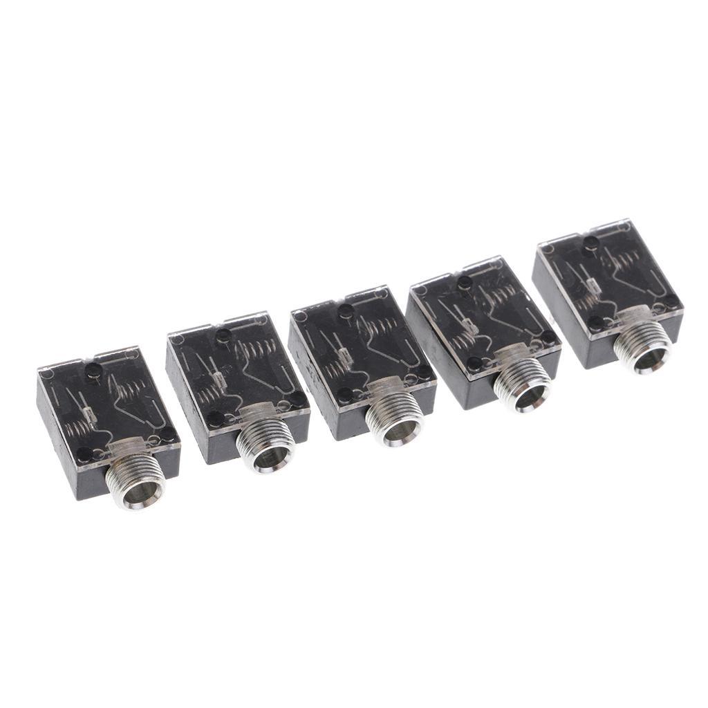 5Pcs/set PCB Mount 5-Pin Stereo 3.5mm Socket Audio Connector Black