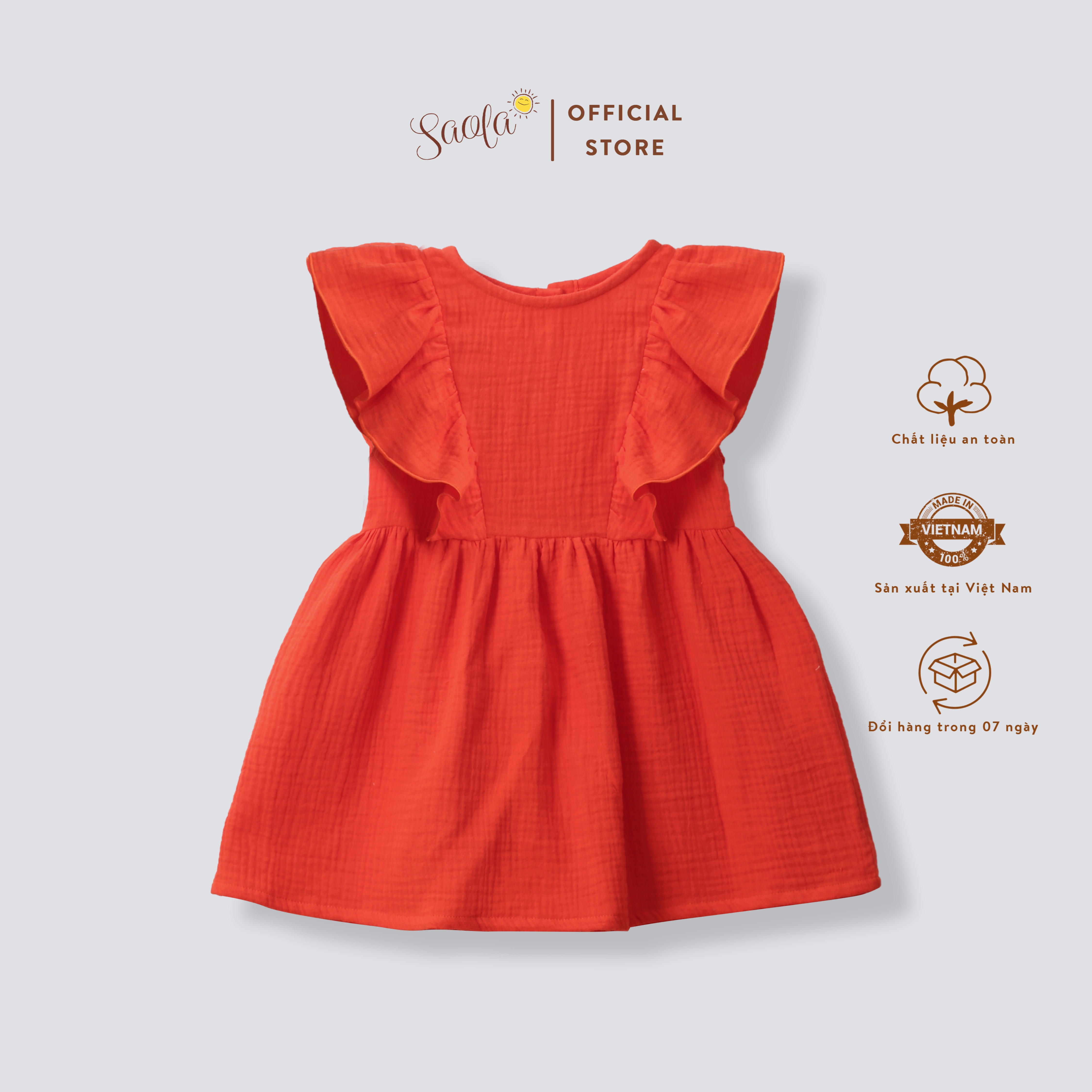 Váy Bé Gái Cổ Tròn Ráp Bèo Xinh Xắn Cho Bé Gái  - ANTONELLA DRESS - DRM039 - SAOLA KIDS CLOTHING