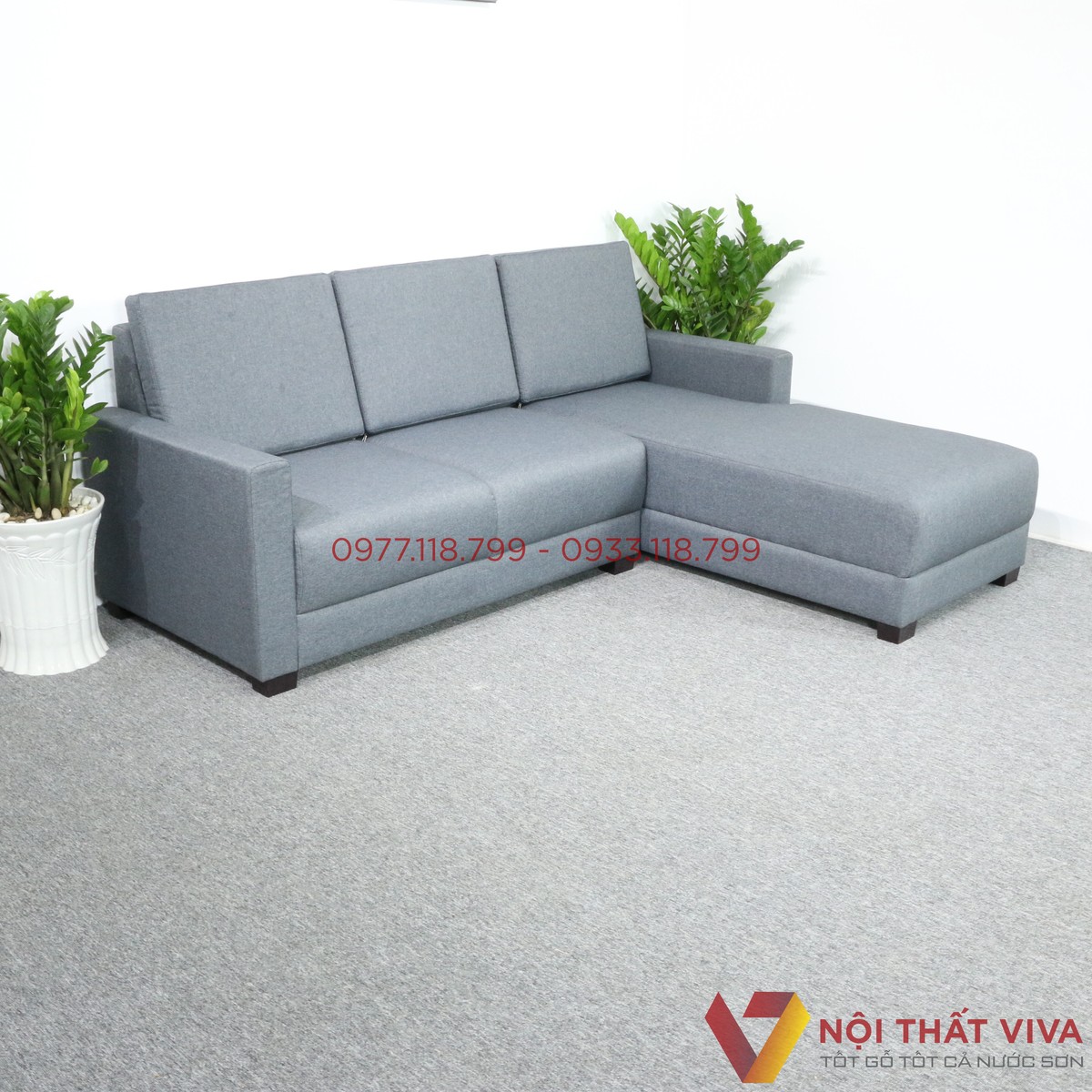 Bộ Sofa Góc Chữ L Bọc Nỉ Gọn Đẹp Hiện Đại Giá Rẻ
