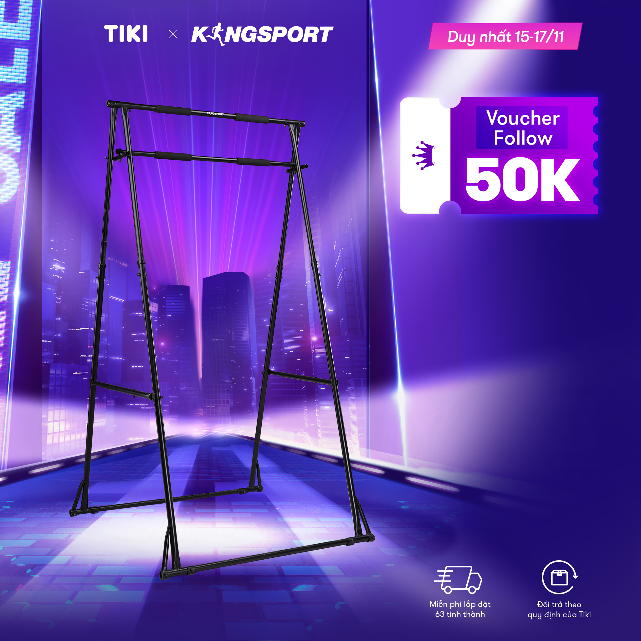 Xà đơn cao cấp Kingsport BK108 cấu tạo 2 tầng tải trọng đến 120kg, tháo lắp dễ dàng