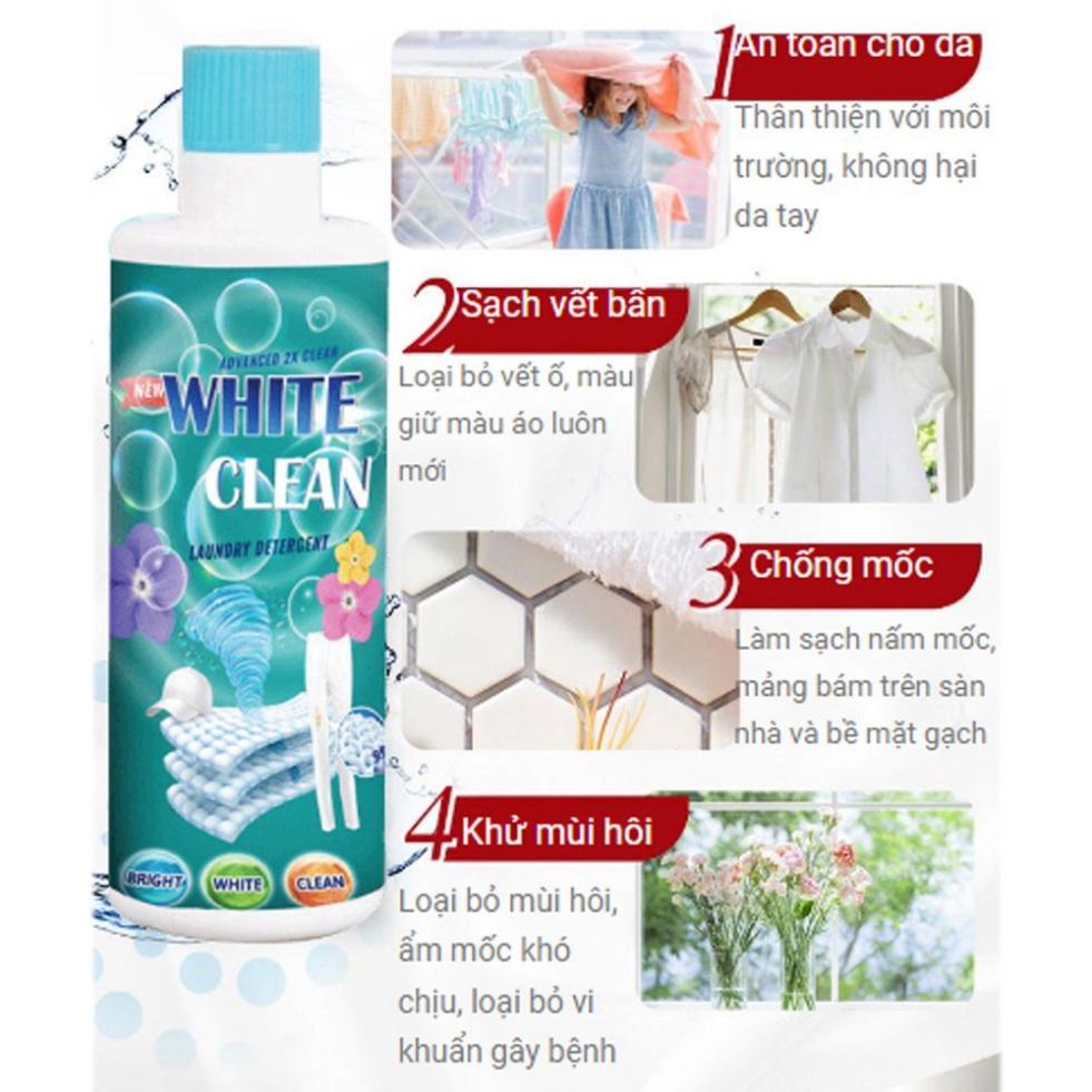 Thuốc tẩy White Clean, tẩy trắng vùng cổ, tay áo, mốc, vết ố quần áo, không bị phai màu