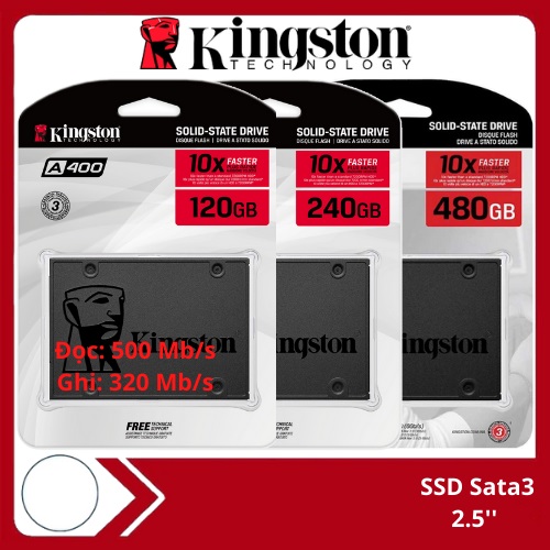 Ổ cứng SSD Kingston A400 120Gb/240Gb/480Gb sata 3 2.5''- Hàng chính hãng