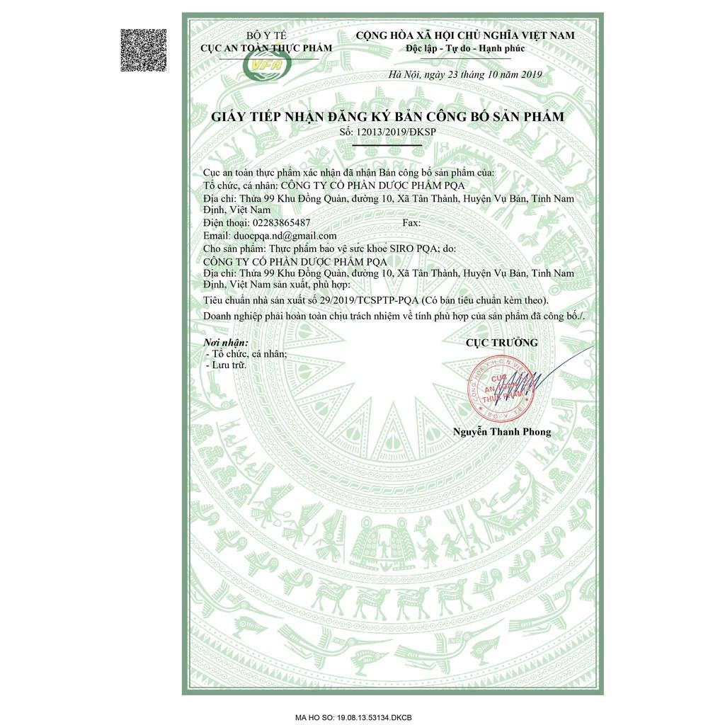 Siro Hen Suyễn PQA Giúp Giải Hàn, Hóa Thấp, Thông Phế, Bình Suyễn Và Hỗ Trợ Thông Thoáng Đường Thở Hộp 125ml
