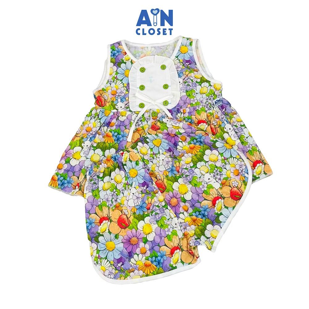 Bộ quần áo Ngắn bé gái họa tiết Hoa Thỏ Tím cotton - AICDBGPFIXHW - AIN Closet