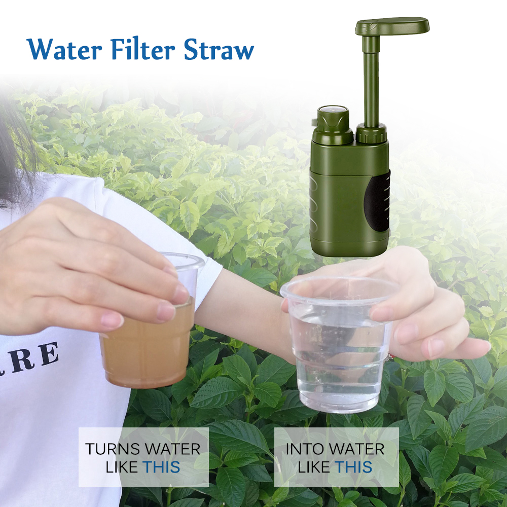 Outdoor Water Filter Straw Water Filtration System Water Purifier For Family Preparedness Camping Hiking Emergency