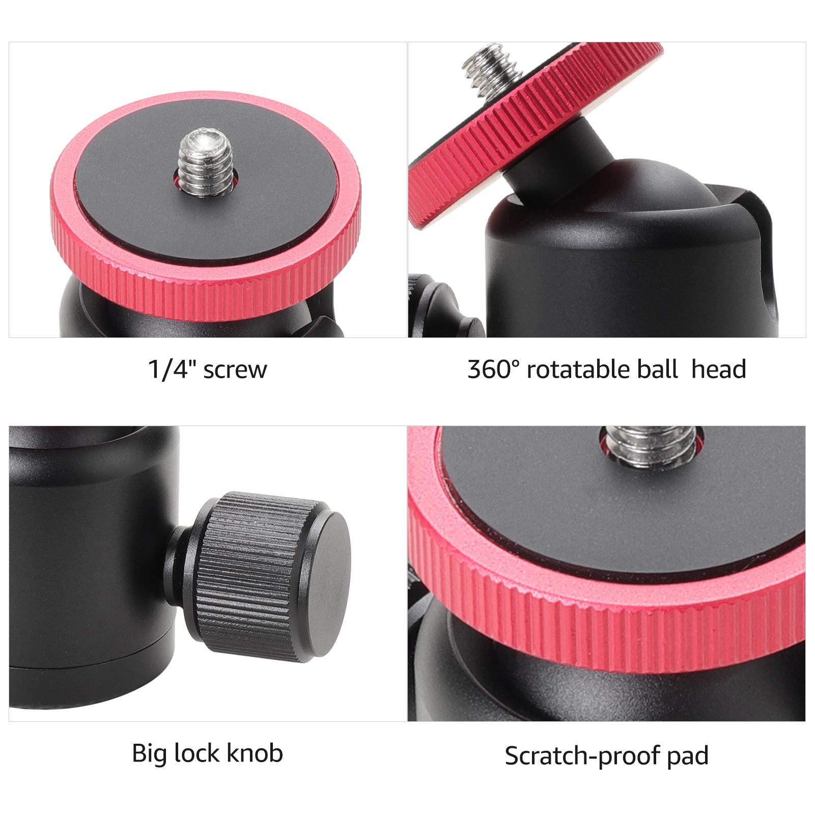 Đầu bóng nhỏ có thể xoay Đầu bóng thay thế phụ kiện chụp ảnh với 3/8 inch Lỗ vít 1/4 inch bằng hợp kim nhôm