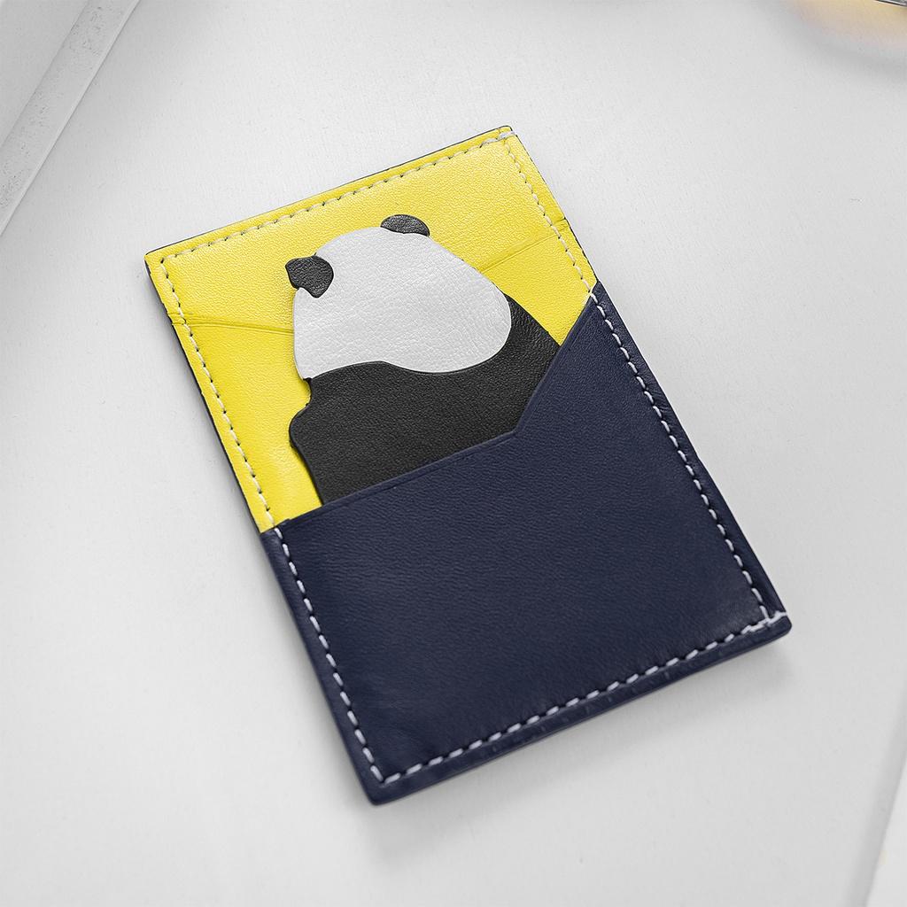 Ví Da Nam Nữ AROTI Nhỏ Gọn Đựng Thẻ Panda Card Holder Chất Da Bò Đẹp Cao Cấp, Dáng Unisex Độc Đáo ,Bảo Hành 10 Năm V609