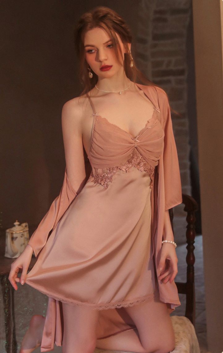 Váy Ngủ Ren Hai Dây (Kèm Áo Choàng) - B.Lingerie