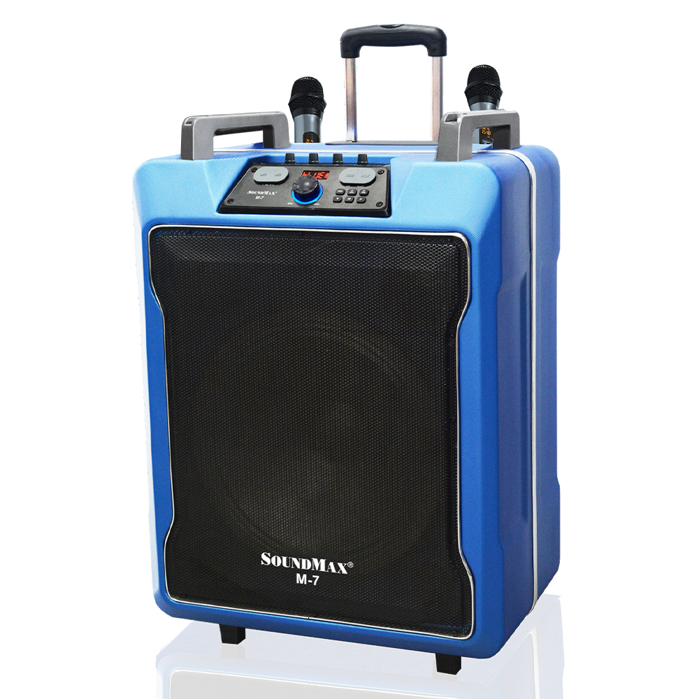 Loa kéo karaoke SoundMax M-7 | Trolley Karaoke Speaker SoundMax M7 - Tặng kèm 2 micro chuyển đổi tần số | Loa bluetooth karaoke di động | Loa nghe nhạc | Loa du lịch - Hàng Chính Hãng