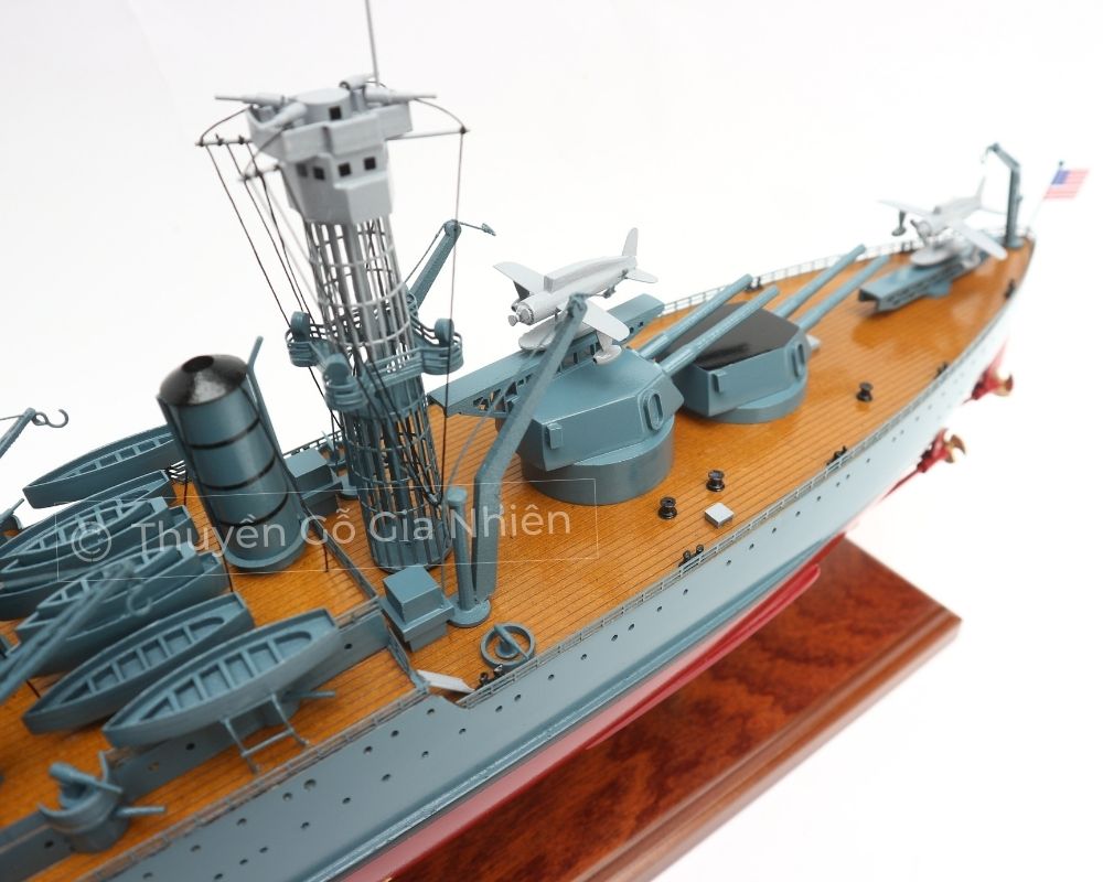 Mô Hình Thuyền Gỗ Phong Thủy Dạng Thuyền Chiến USS WEST VIRGINIA Chính Hãng Hàng Xuất Khẩu Chất Lượng Cao