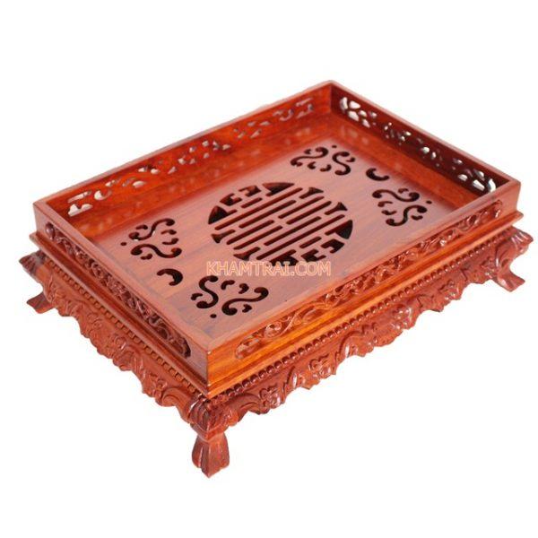 Khay trà chân quỳ gỗ hương cao cấp