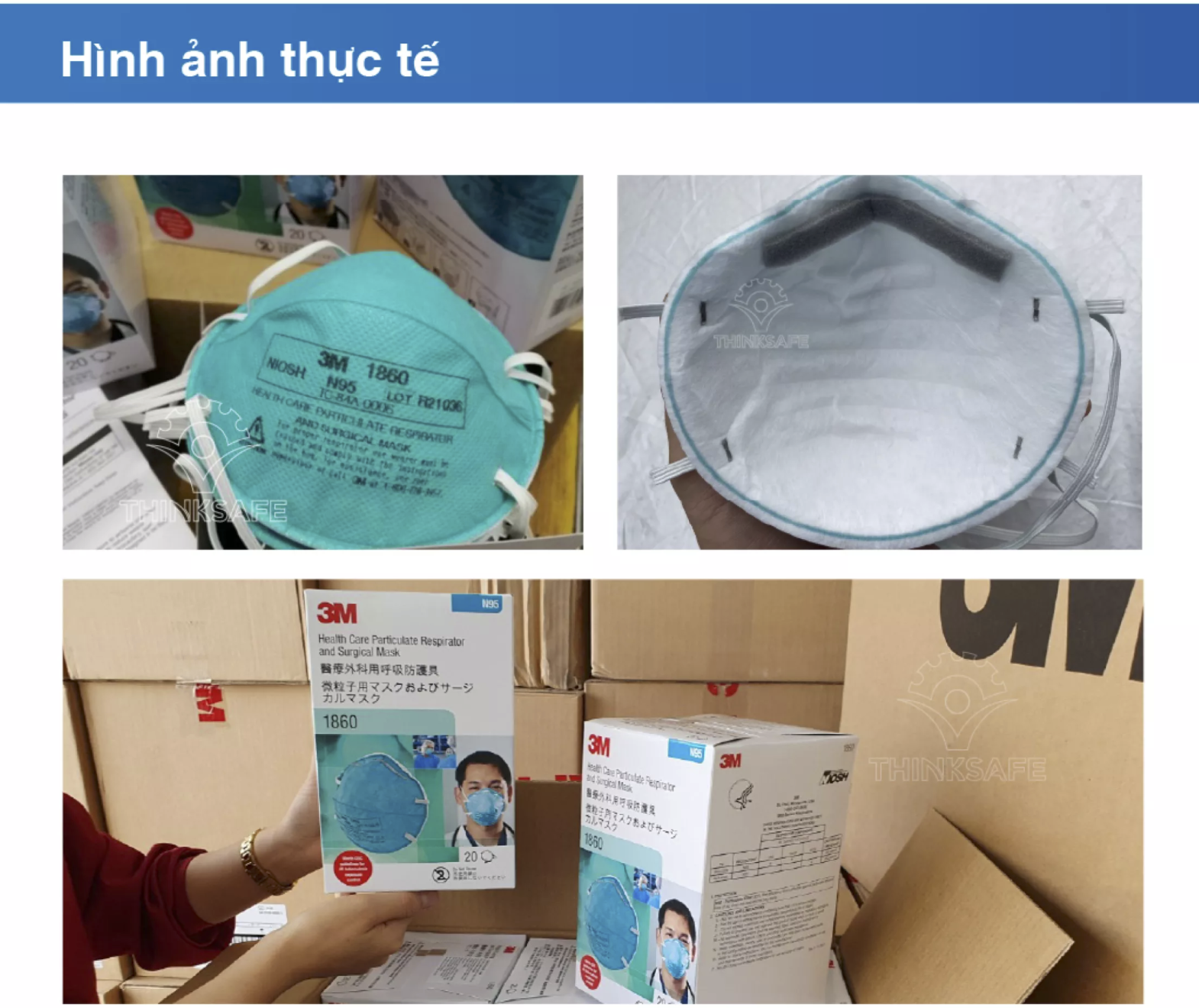 Khẩu trang phòng dịch N95 3M 1860 chuyên dùng chống giọt bắn, máu, vi khuẩn- Khẩu trang 3M đạt tiêu chuẩn N95 và FDA chính hãng