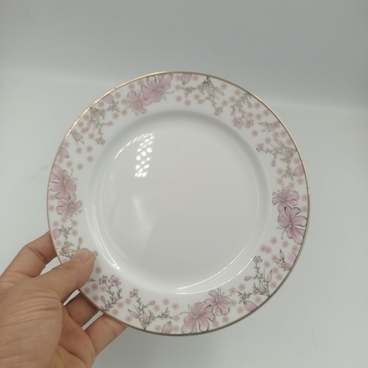 Đĩa bằng hoa nhí đỏ viền vàng Long Phương Cao Cấp