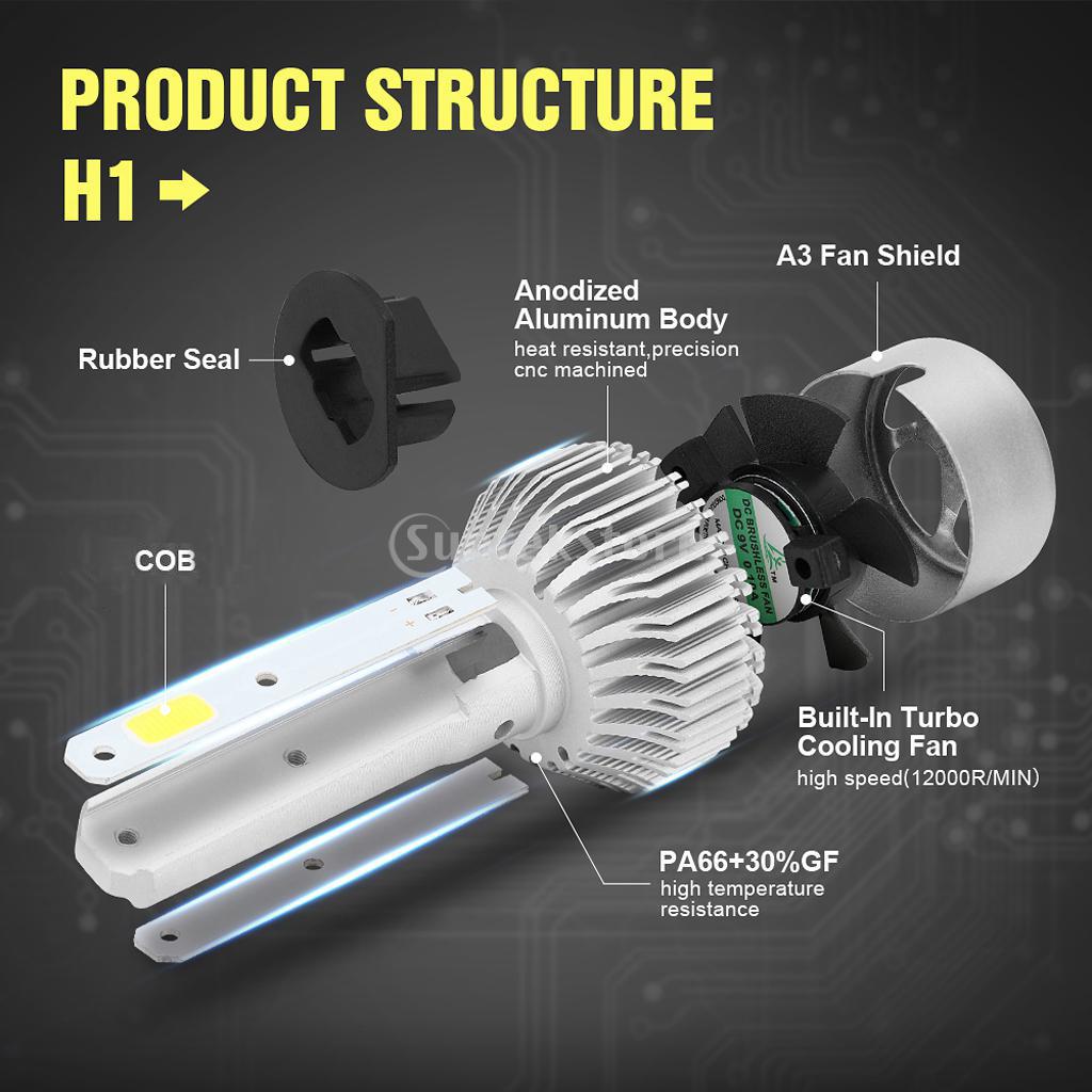 6 Piece LED Headlight Bulbs 6000K Conversion Kit H11/H9/H8/H7/H1 72W 7200LM