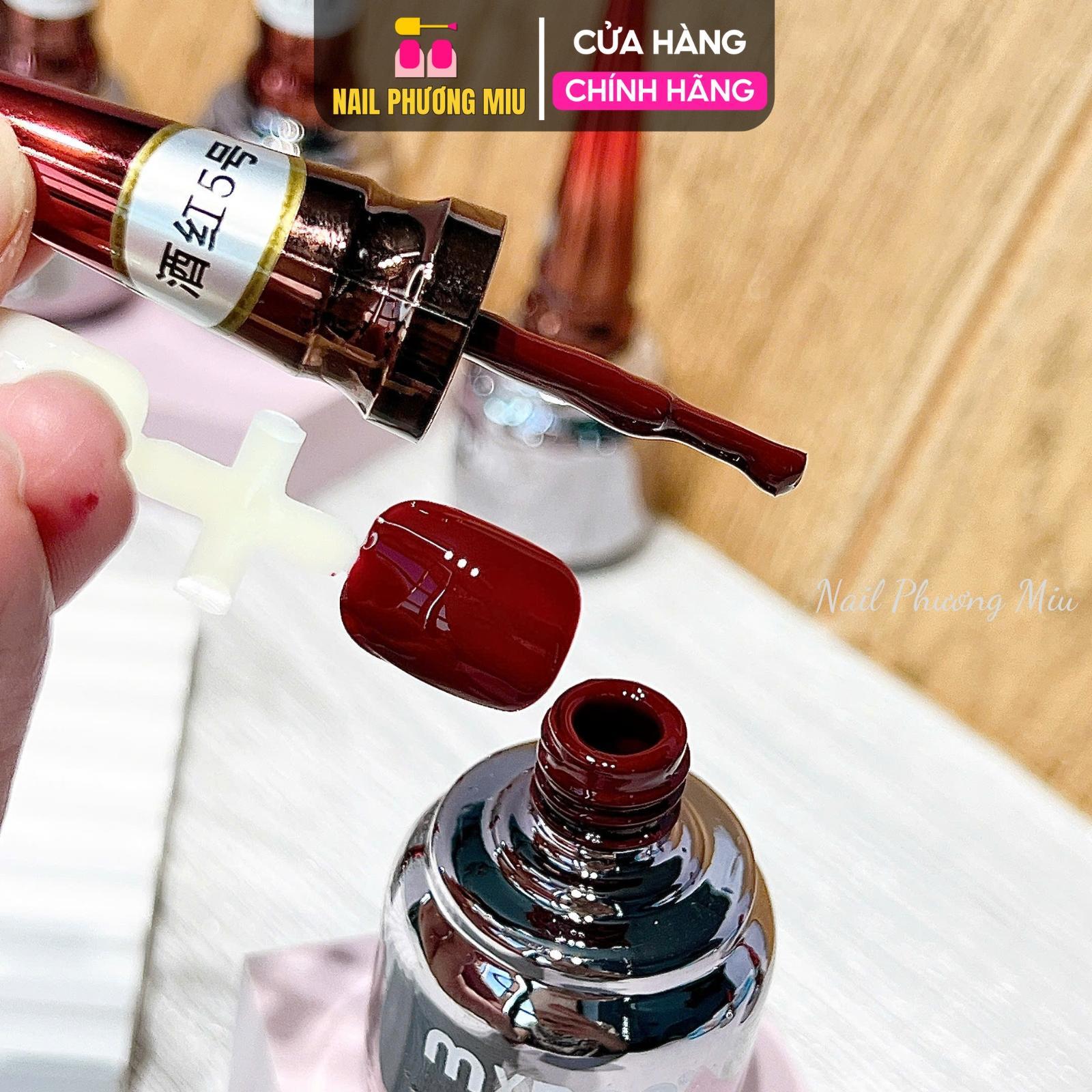Set Sơn Gel MXBON Đỏ 6 Màu Cao Cấp Chai 15ml, Sơn Bóng Đặc Mướt, Không Ánh Tím Làm Nail, Không Kèm Bảng Màu Nữ Women