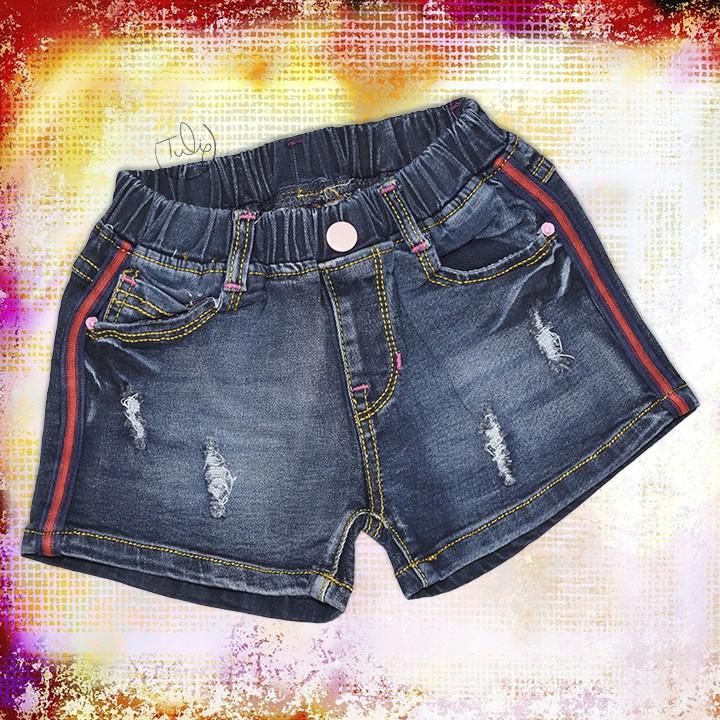 Quần short jean thun rách cho bé gái size nhí