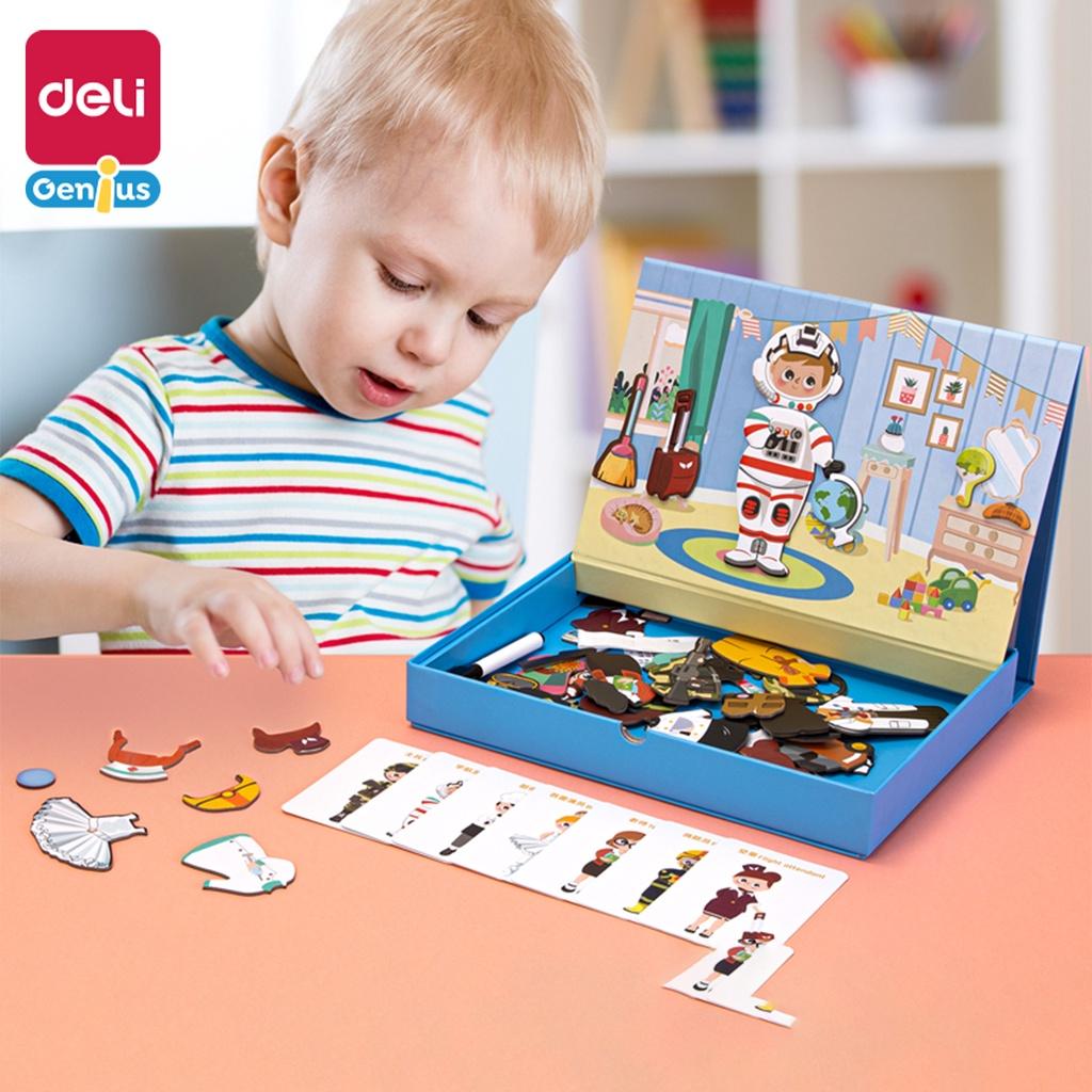 Hộp Đồ Chơi Ghép Hình Nam Châm Các Mảnh Từ Tính Kèm Bảng Viết Cho Bé Deli - Đồ Chơi Giáo Dục Chủ Đề Chữ Cái, Thời Trang, Giao Thông Phát Triển Tư Duy Nhận Biết Trẻ Em - 74526 74527 74550 74551