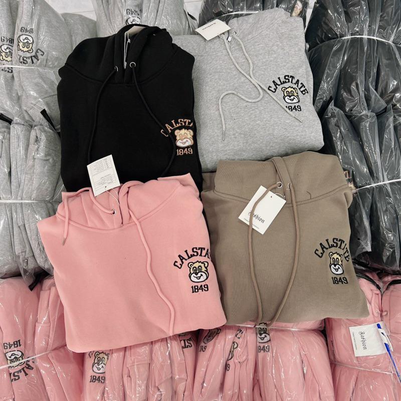 Áo khoác nữ chống nắng Hoodie Oversize Nỉ Dệt Logo Gấu Thêu 1849 đẹp cá tính hàng rất đẹp-A2120 - Xám Gấu 1849