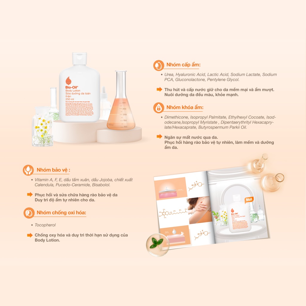 Sữa dưỡng thể siêu nhẹ không nhờn giúp nuôi dưỡng da mướt mịn - BIO-OIL BODY LOTION