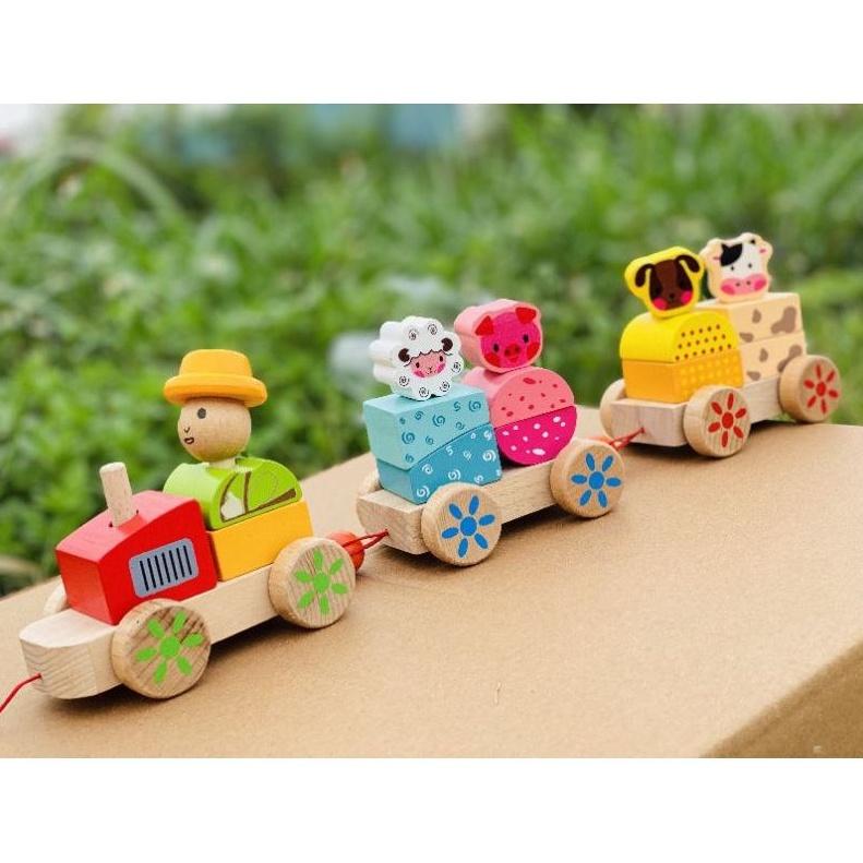 ĐỒ CHƠI- XE KÉO DÂY HÌNH THÚ-Đồ chơi gỗ an toàn, sáng tạo, phát triển trí tuệ, thông minh cho trẻ