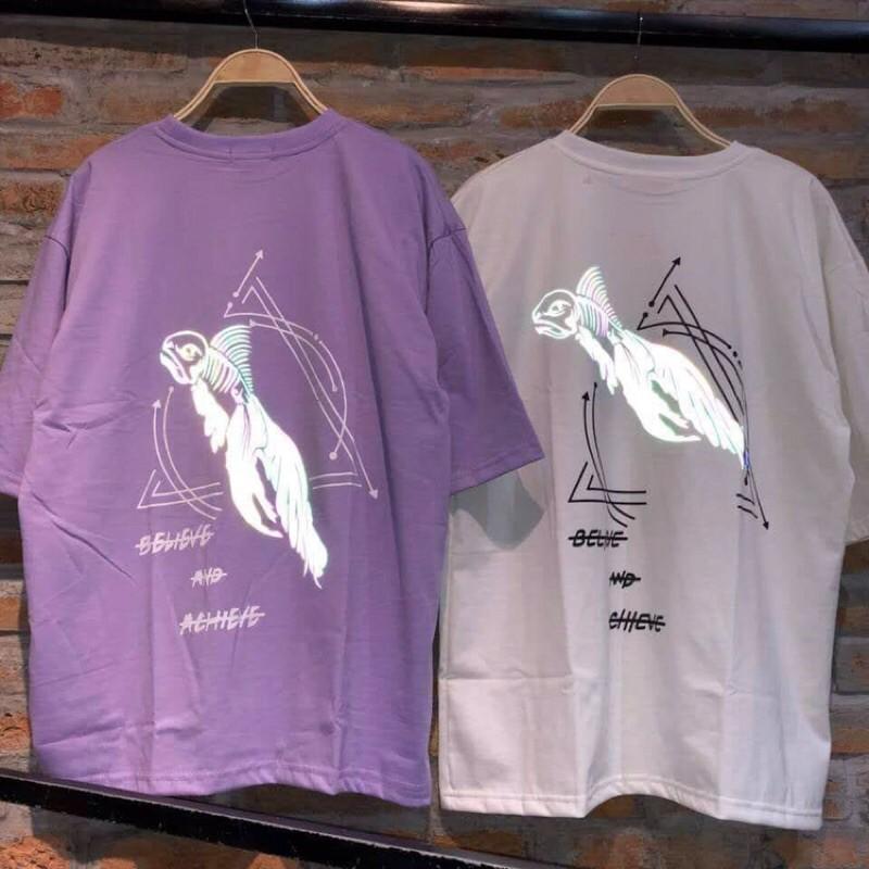 Áo thun phản quang bạc chất cotton 4chiều form dưới 70kg nam nữ