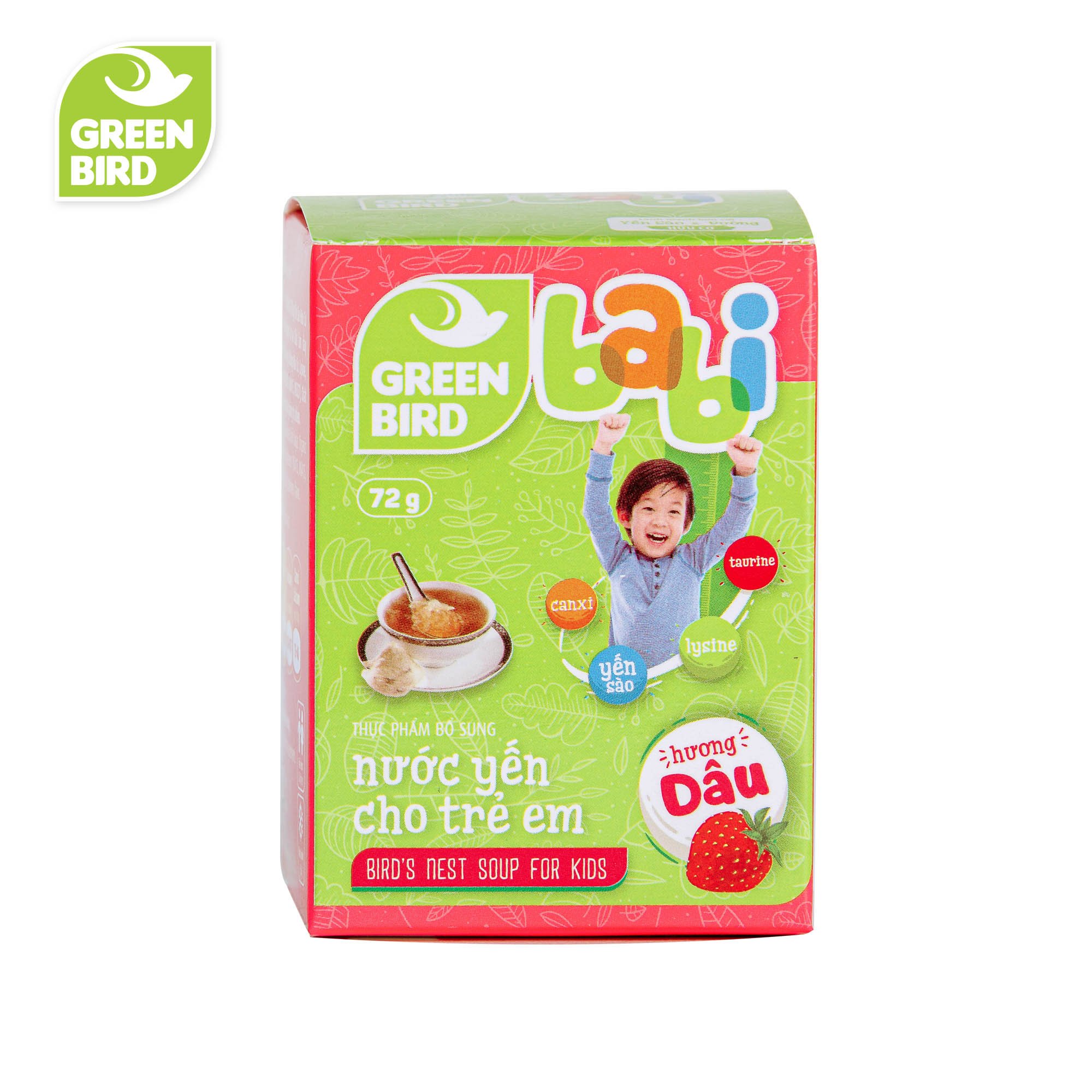 Green Bird - Babi Nước Yến Cho Trẻ Em Hương Dâu - Hũ Đơn (72g)