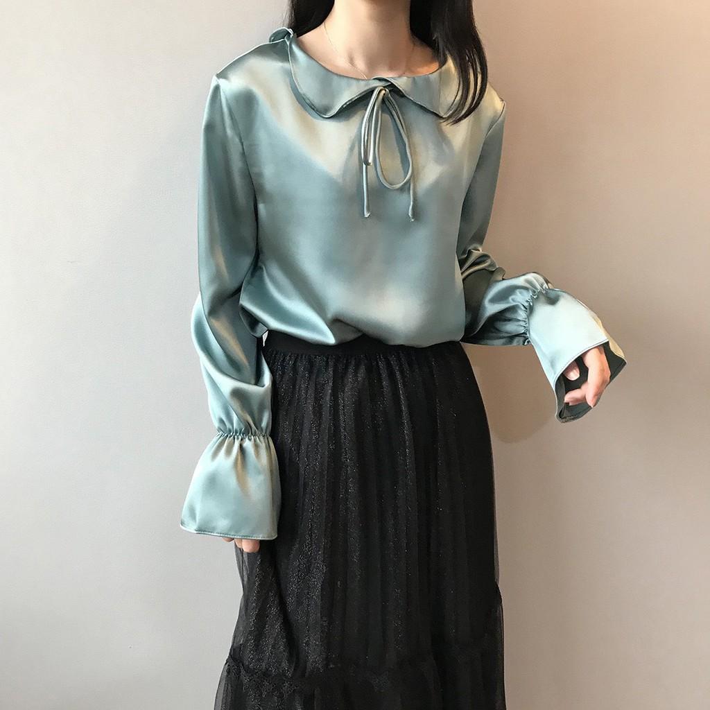 ÁO SƠ MI CỔ LÁ SEN TAY BO CÁCH ĐIỆU