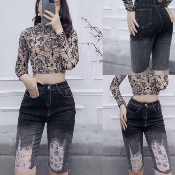 Quần Ngố Jean Bigsize, Quần Lửng Lưng Cao Trên Rốn, Co Giãn Mạnh